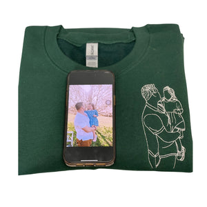Father Day Sweatshirt, Personalized Gifts for Dad from Daughter or Son with Outline Portrait Photo