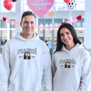 Fiancee and Fiance Sweatshirt or Hoodie, Personalized Embroidered Wedding Gifts for Couples