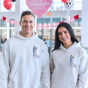 First Anniversary Gift for Couple With Embroidered Portrait Photo Sweatshirt or Hoodie