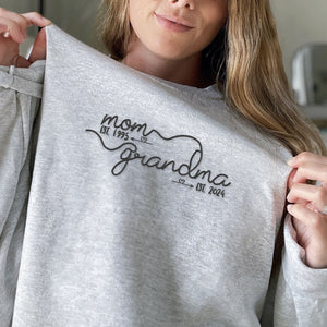 First Mom Then Grandma Sweatshirt or Hoodie with Embroidered Kids Names