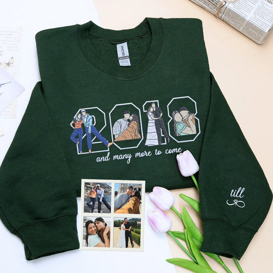 Forest Green Anniversary Sweatshirt with the year 2018 embroidered, best gift for your boyfriend girlfriend