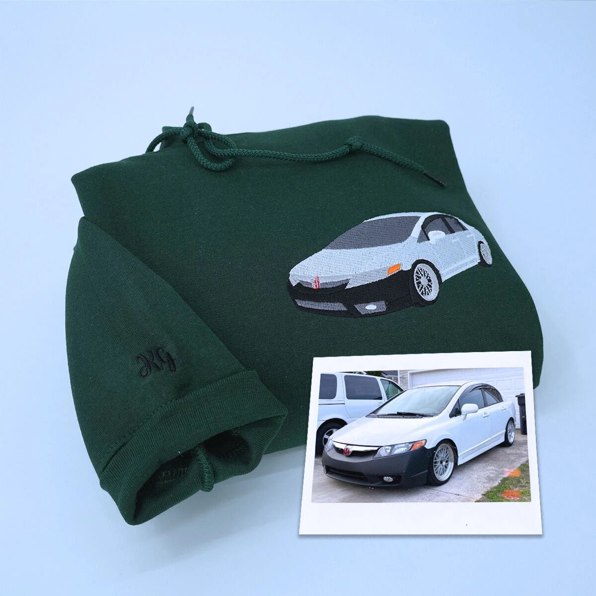 Forest Green Car Hoodie, a meaningful and cozy gift for car lover, boyfriend or husband