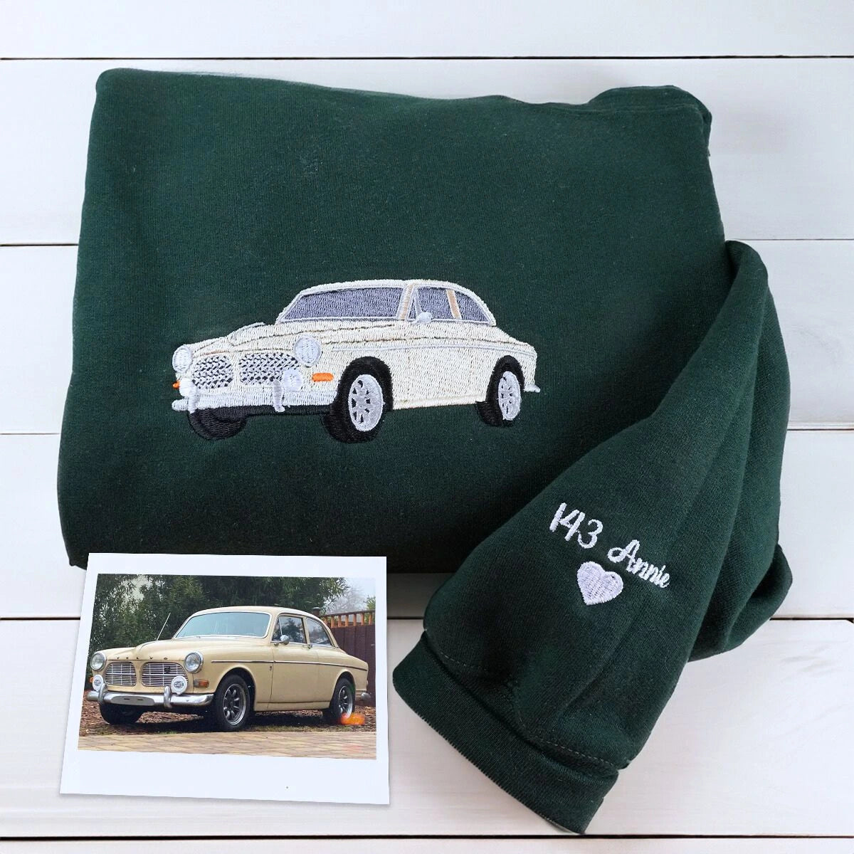 Forest green Car Sweatshirt, a cool gift for car lover from wife girlfriend