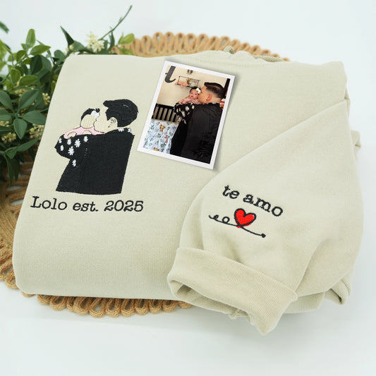 Father's Day Custom Photo Embroidered Hoodie or Sweatshirt – Personalized Gift for Dad and Grandpa