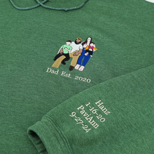 Father's Day Custom Photo Embroidered Hoodie or Sweatshirt – Personalized Gift for Dad and Grandpa
