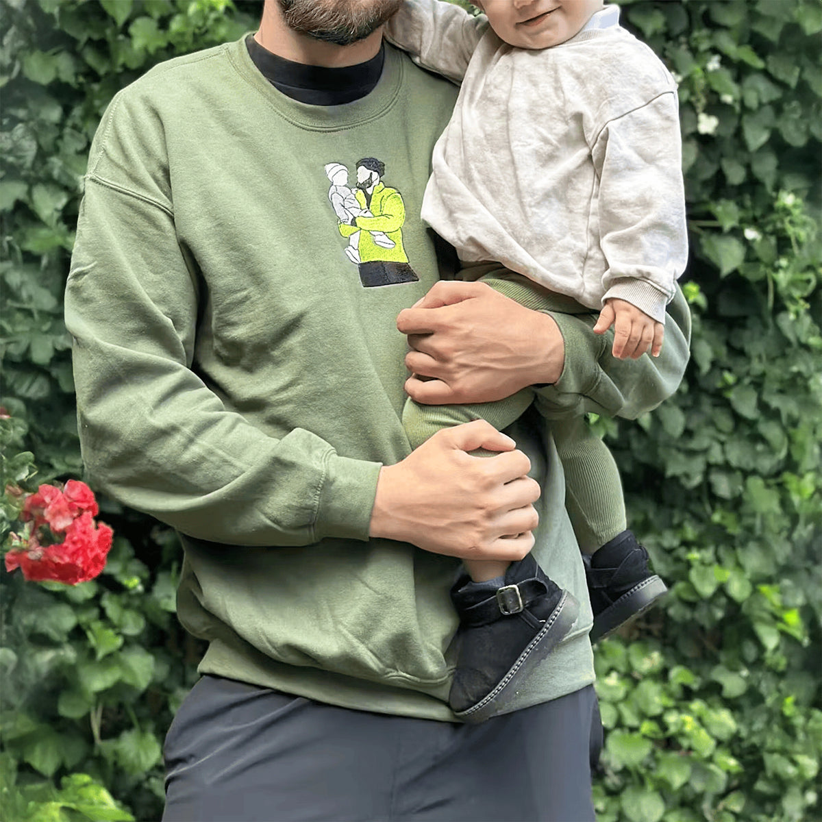 Father's Day Custom Photo Embroidered Hoodie or Sweatshirt – Personalized Gift for Dad and Grandpa