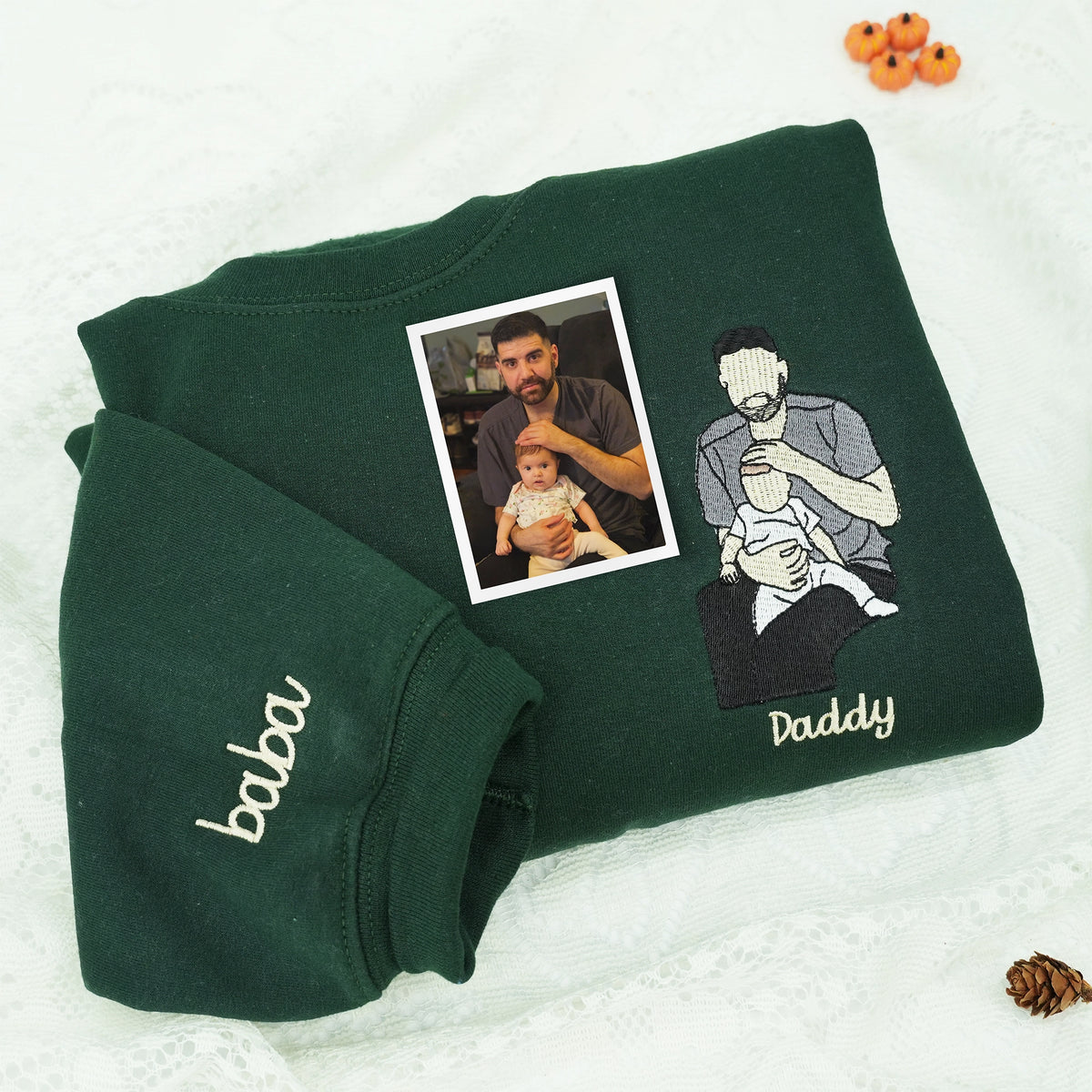 Father's Day Custom Photo Embroidered Hoodie or Sweatshirt – Personalized Gift for Dad and Grandpa