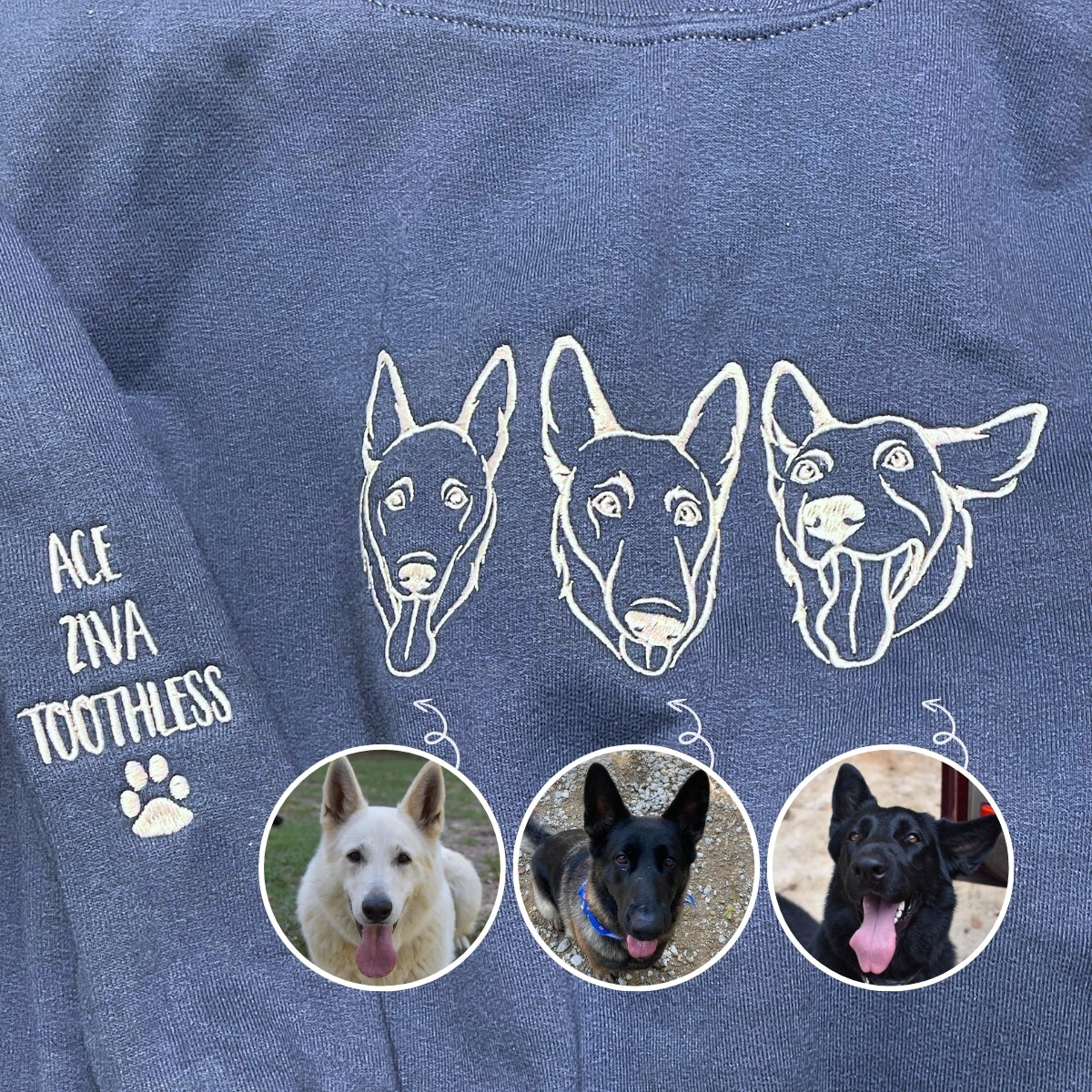 Australian Shepherd Sweatshirt or Hoodie, Custom Embroidered Gift from Photo Name