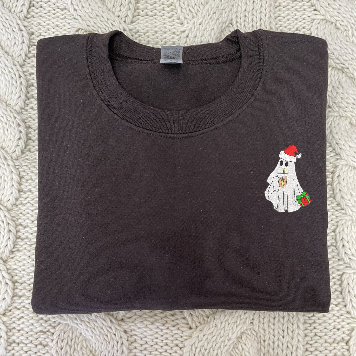 Santa Ghost Christmas Sweatshirt Embroidered Christmas Sweatshirt