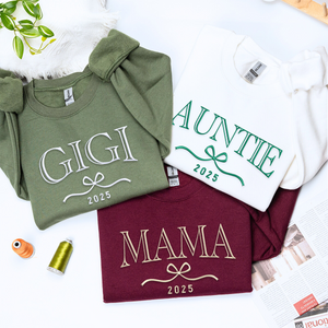 Mama Coquette Bow Sweatshirt or Hoodie, Custom Embroidered Mother's Day Gift for Mama Grandma Auntie