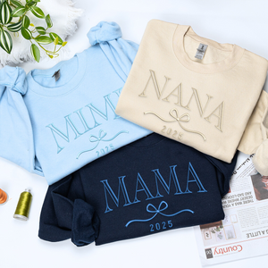 Mama Coquette Bow Sweatshirt or Hoodie, Custom Embroidered Mother's Day Gift for Mama Grandma Auntie