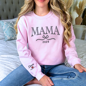 Mama Coquette Bow Sweatshirt or Hoodie, Custom Embroidered Mother's Day Gift for Mama Grandma Auntie