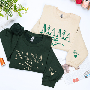 Mama Coquette Bow Sweatshirt or Hoodie, Custom Embroidered Mother's Day Gift for Mama Grandma Auntie