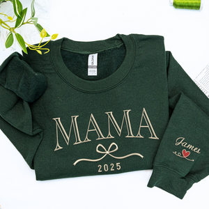 Mama Coquette Bow Sweatshirt or Hoodie, Custom Embroidered Mother's Day Gift for Mama Grandma Auntie