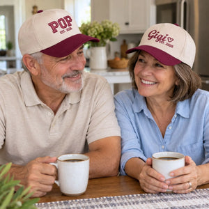 Matching Gigi and Pop Snapback Hat, Embroidered Est Year Baseball Cap, Gift For New Grandma Grandpa