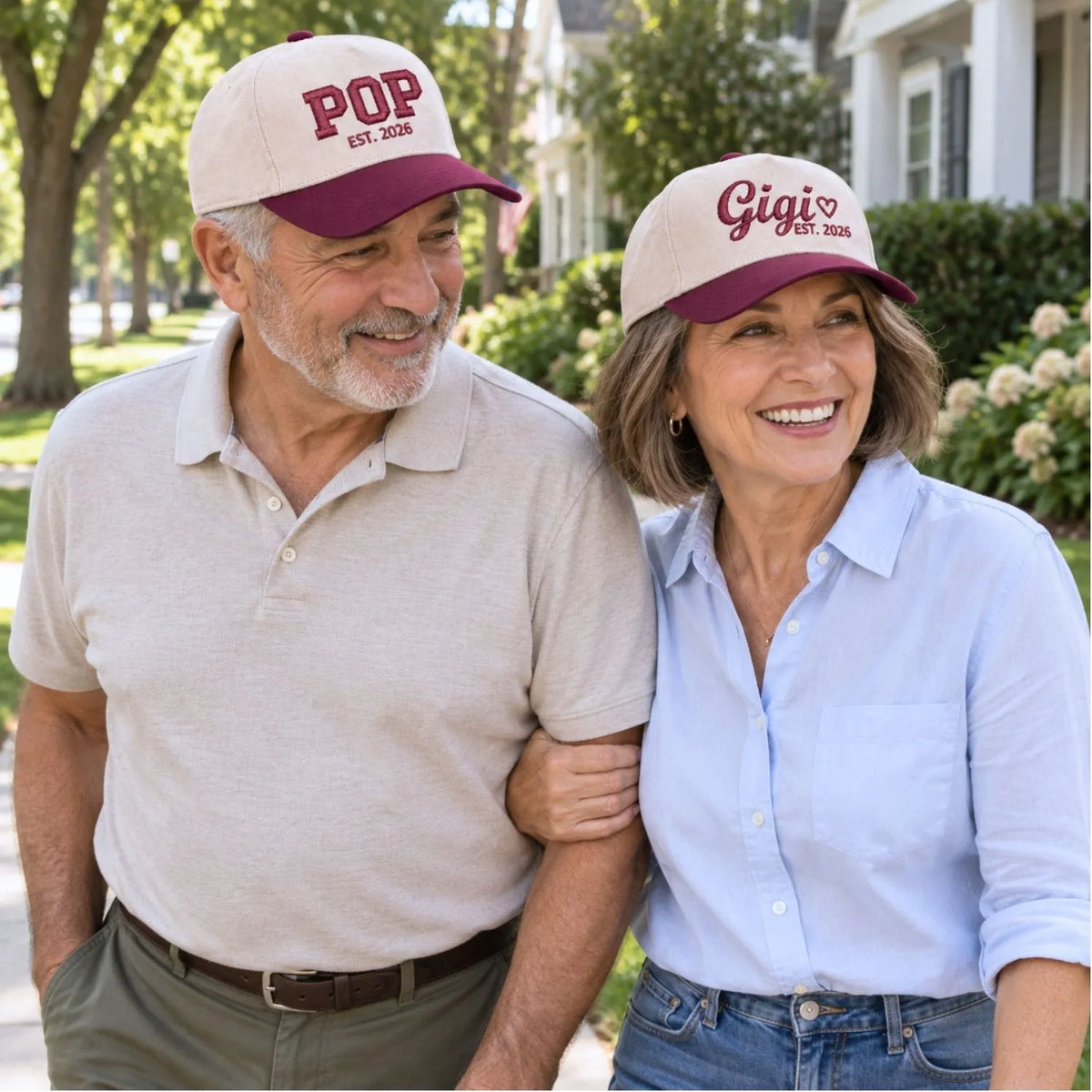 Matching Gigi and Pop Snapback Hat, Embroidered Est Year Baseball Cap, Gift For New Grandma Grandpa