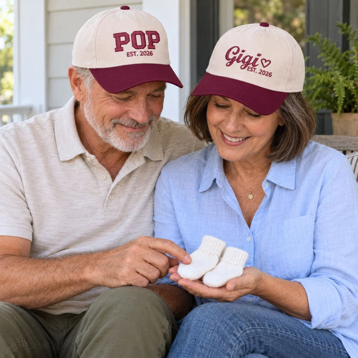 Matching Gigi and Pop Snapback Hat, Embroidered Est Year Baseball Cap, Gift For New Grandma Grandpa