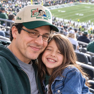 Custom Girl Dad Portrait Snapback Hat - Embroidered Varsity Style and Est Year, Dad and Daughter Gifts