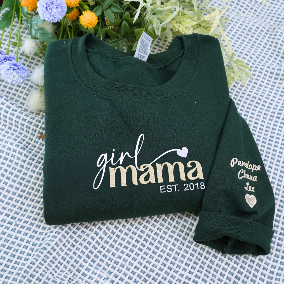 Forest Green Girl Mama Sweatshirt, a Meaningful and Cozy Gift for Mama