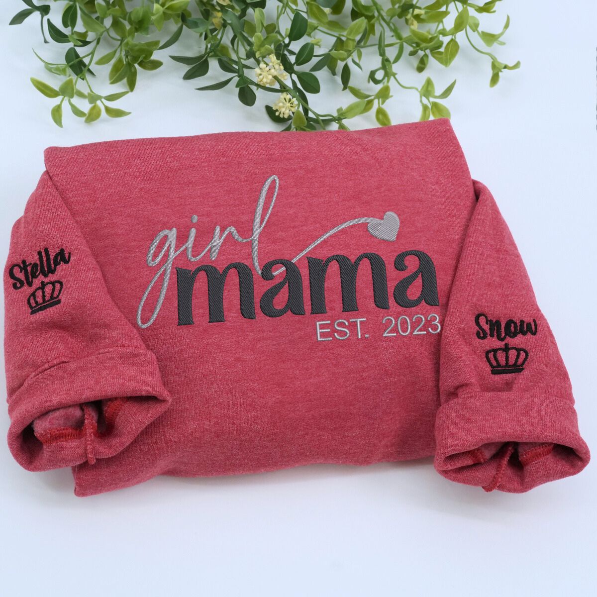 Heather Dark Maroon Girl Mama Sweatshirt, a Meaningful and Cozy Gift for Mama