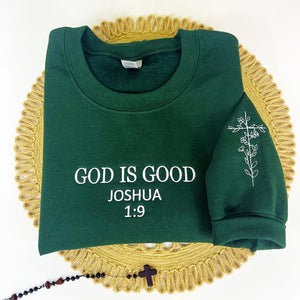 Embroidered Jesus is king Sweatshirt or Hoodie with Cross Floral on Sleeve