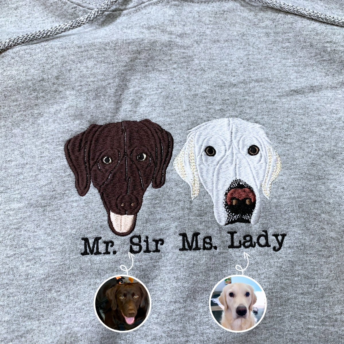 Labrador Sweatshirt or Hoodie, Custom Embroidered Gift from Photo Name
