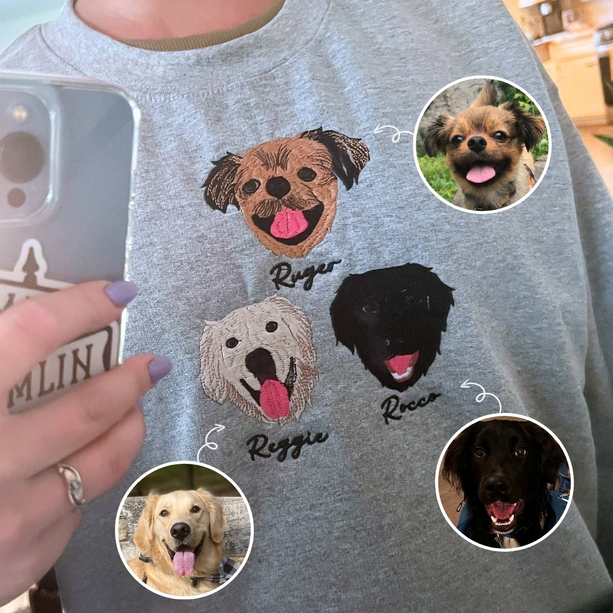 Labrador Sweatshirt or Hoodie, Custom Embroidered Gift from Photo Name