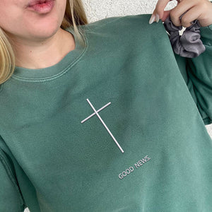 Comfort Color® Embroidered Good News Sweatshirt