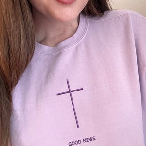 Comfort Color® Embroidered Good News Sweatshirt