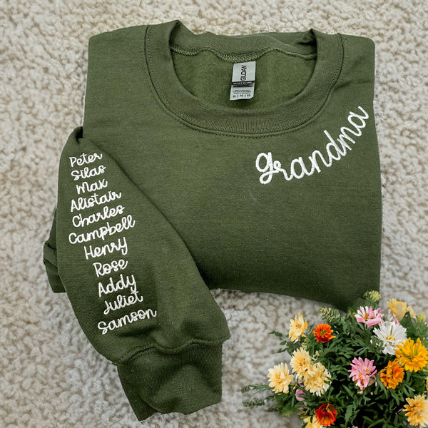 Personalized grandma sweatshirts embroidered best sale