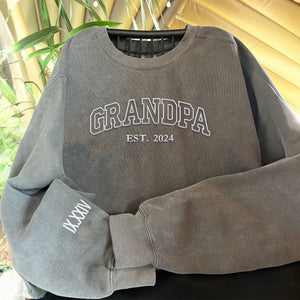 Comfort Color® Embroidered Grandpa Est Sweatshirt, Gift for Father's Day