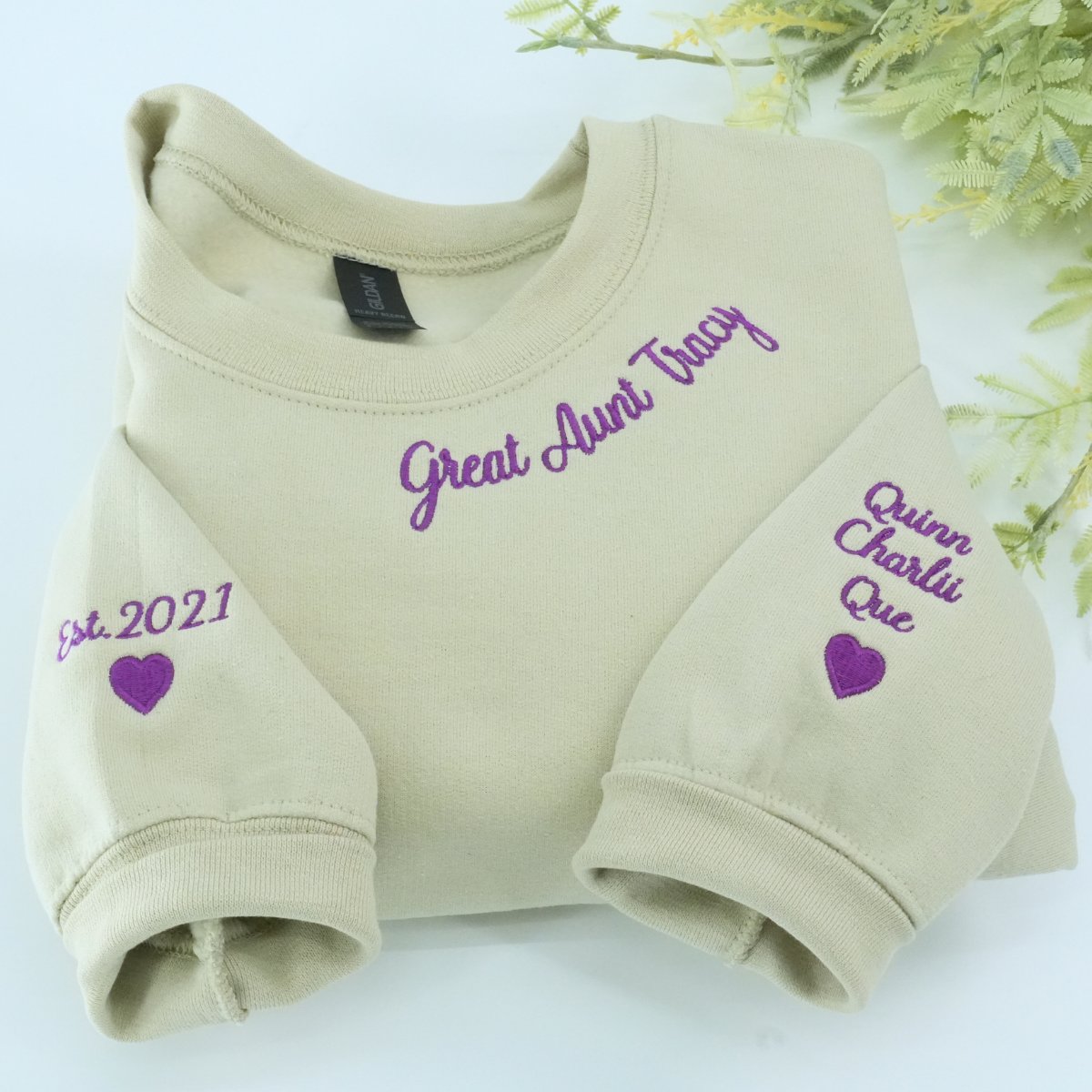 Custom Embroidered Auntie Sweatshirt or Hoodie, Personalized Gift for New Aunt