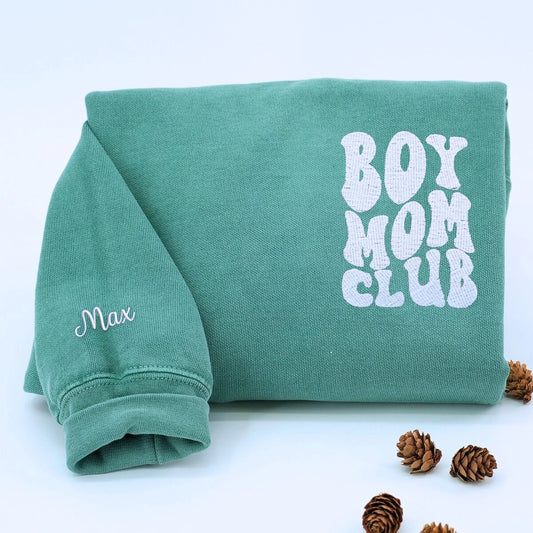 Blue Spruce Boy Mom Club Sweatshirt, a meaningful and cozy gift for mom