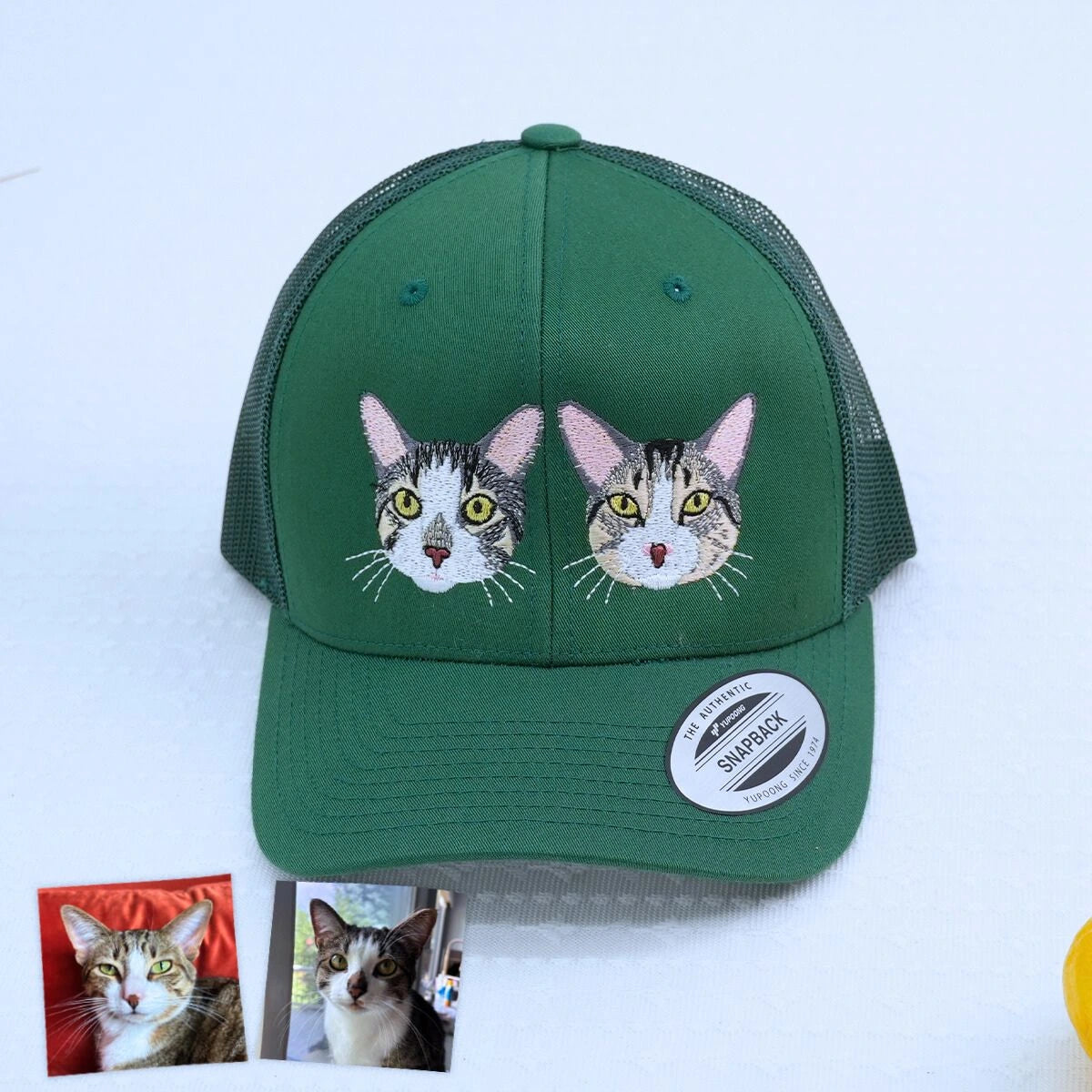 Personalized Cat Hat with Custom Embroidered Photo - Unique Cat Lover Gift Idea