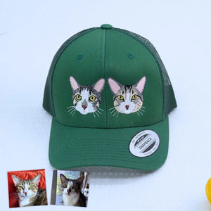 Personalized Cat Hat with Custom Embroidered Photo - Unique Cat Lover Gift Idea
