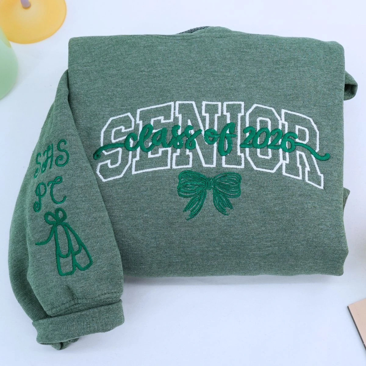 Personalized Coquette Bow Senior Shirt, Sweatshirt or Hoodie, Class of 2026 Embroidered Senior Cheer Gift, Senior Sunrise, Senior Team