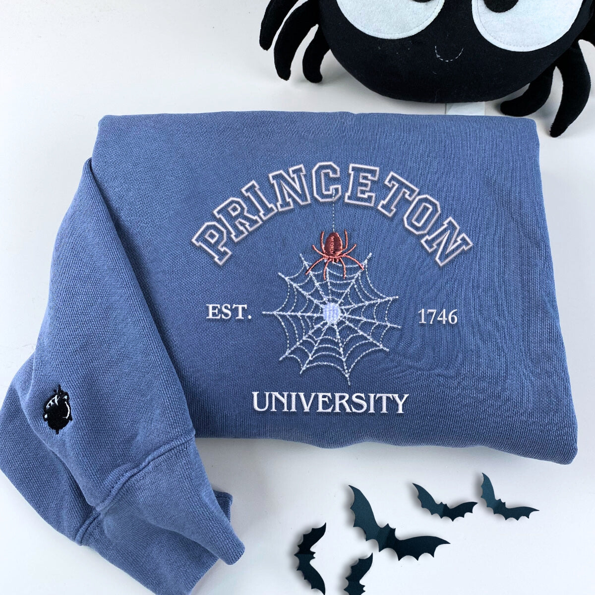 Comfort Color® Custom Embroidered University Spiderweb Halloween T-Shirt or Sweatshirt