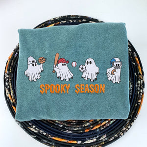 Comfort Color® Embroidered Ghost Playing Sport Spooky Season Halloween T-Shirt or Sweatshirt