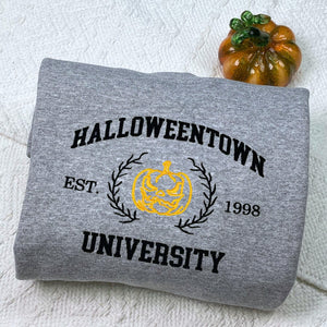 Halloween town University Pumpkin School of Ghouls Scary Est 1998 Halloween Sweatshirt, Hoodie Embroidered