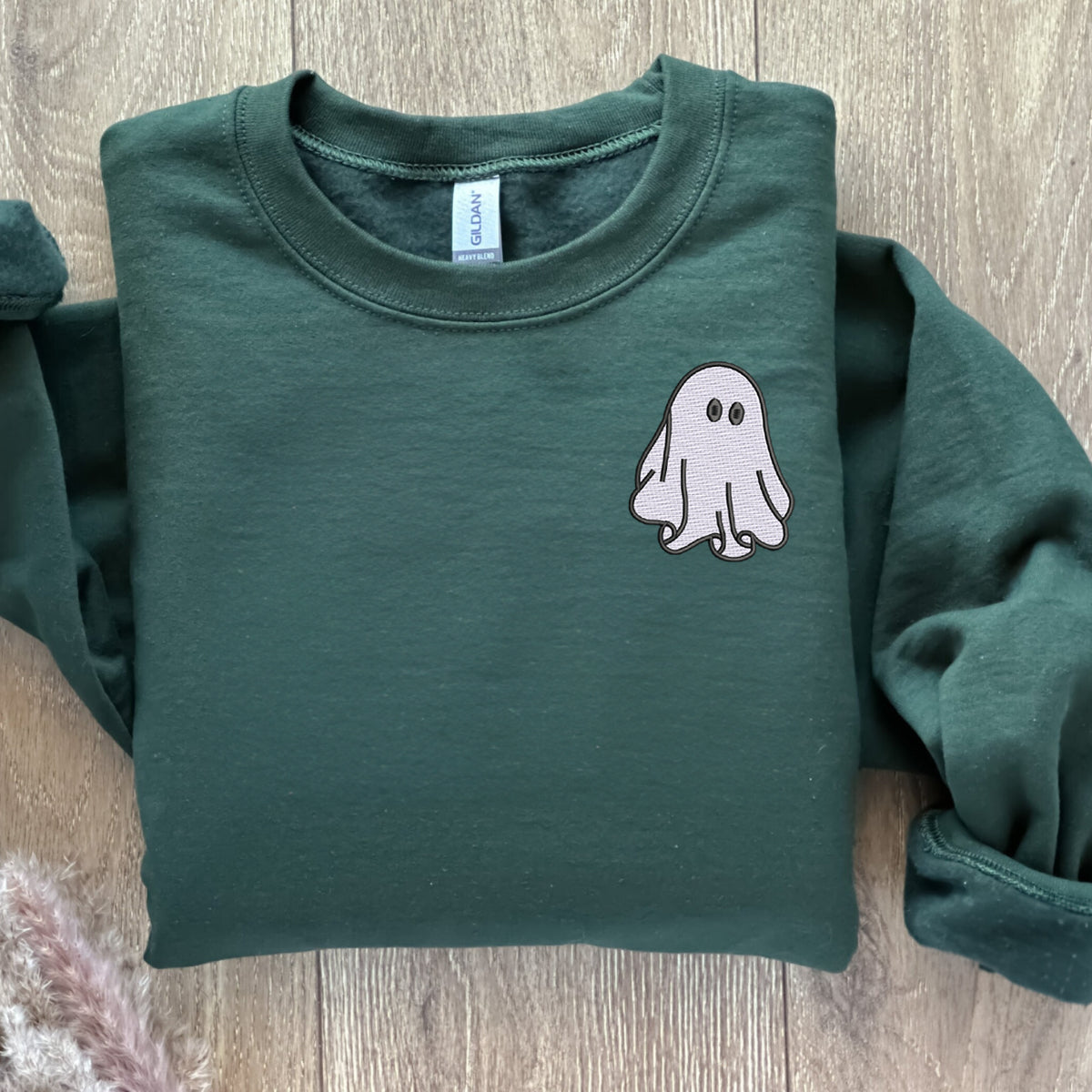 Halloween Couples Ghost Crewneck Embroidered Sweatshirt or Hoodie for