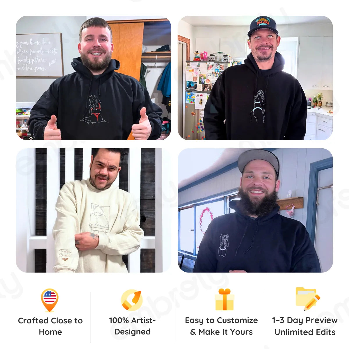 Spicy Sweatshirt or Hoodie from Portrait Photo, Custom Embroidered Valentine Gift For Him