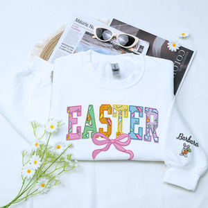 Happy Easter Sweatshirt or Hoodie, Custom Embroidered Gift for Easter Day