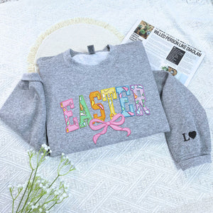 Happy Easter Sweatshirt or Hoodie, Custom Embroidered Gift for Easter Day