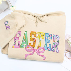 Happy Easter Sweatshirt or Hoodie, Custom Embroidered Gift for Easter Day