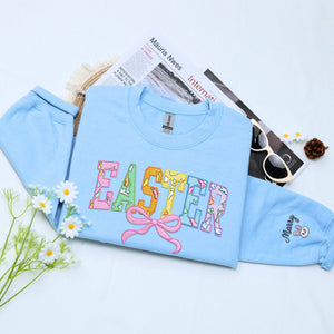 Happy Easter Sweatshirt or Hoodie, Custom Embroidered Gift for Easter Day