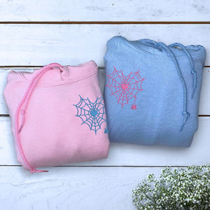 Custom Embroidered Couple Heart Spider Matching Sweatshirt or Hoodie