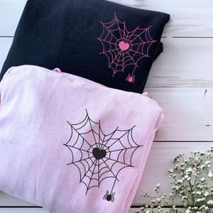 Custom Embroidered Couple Heart Spider Matching Sweatshirt or Hoodie