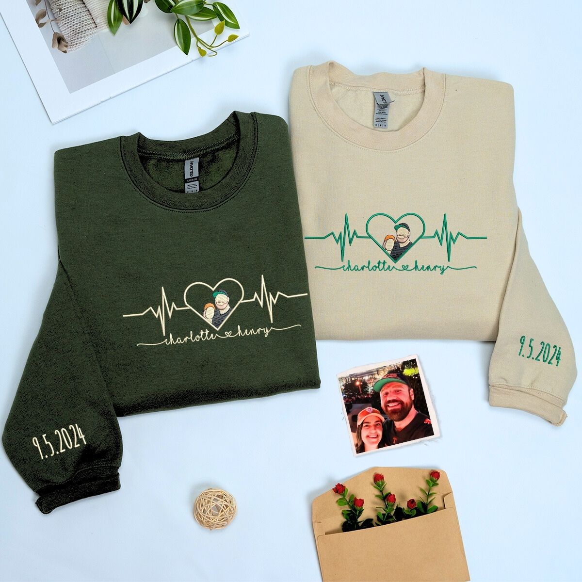 Heartbeat Outline Embroidered Sweatshirt Main