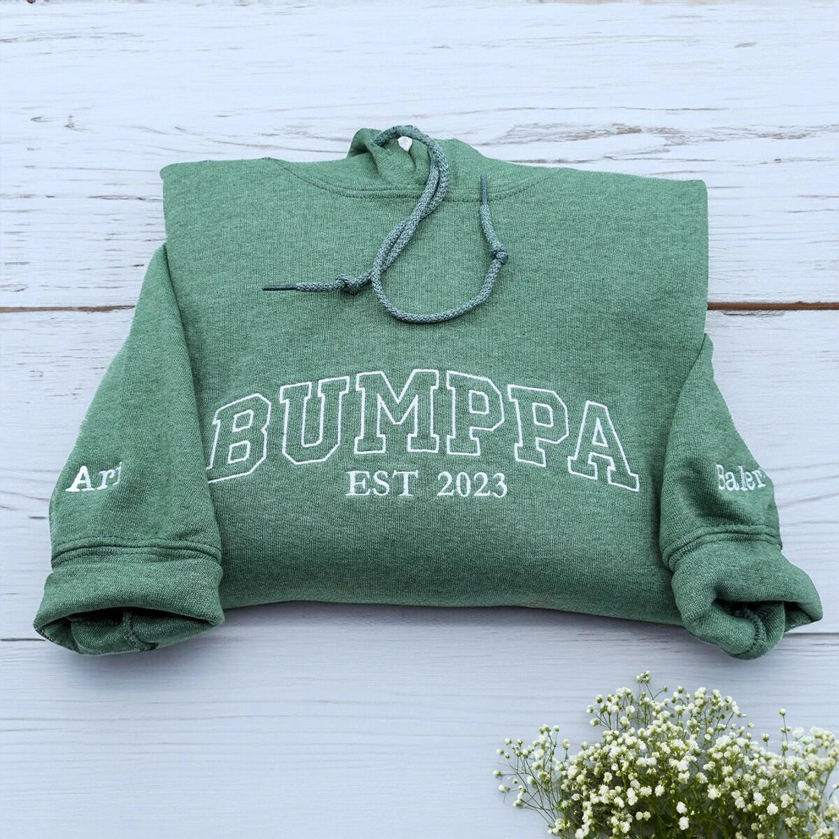 Personalize Grandpa Sweatshirt with Grandkids Names on Sleeve, Embroidered Granpa Hoodie, Gift for Father's Day