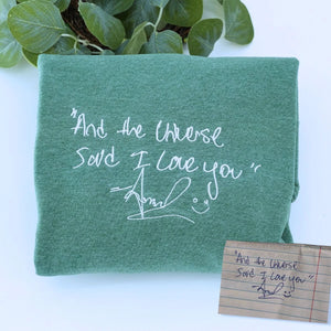 Heather Dark Green Handwriting Sweatshirt, Custom Gift for Couple
